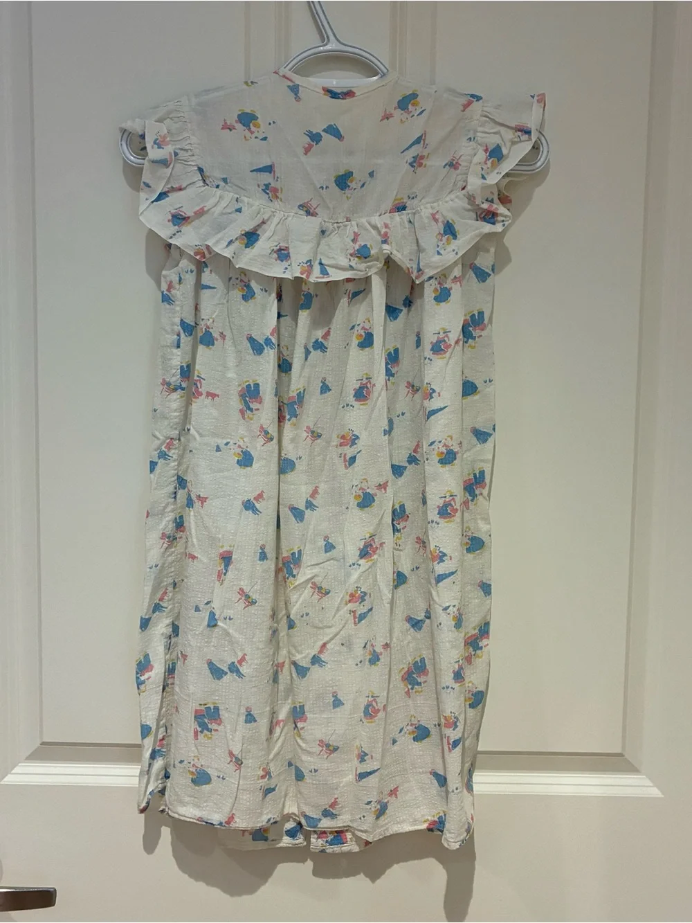 Very Vintage 3T Toddler White Ruffle Tie-Front  Gauzy Summer Robe